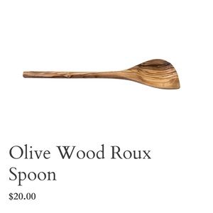Hand carved olive wood roux spoon